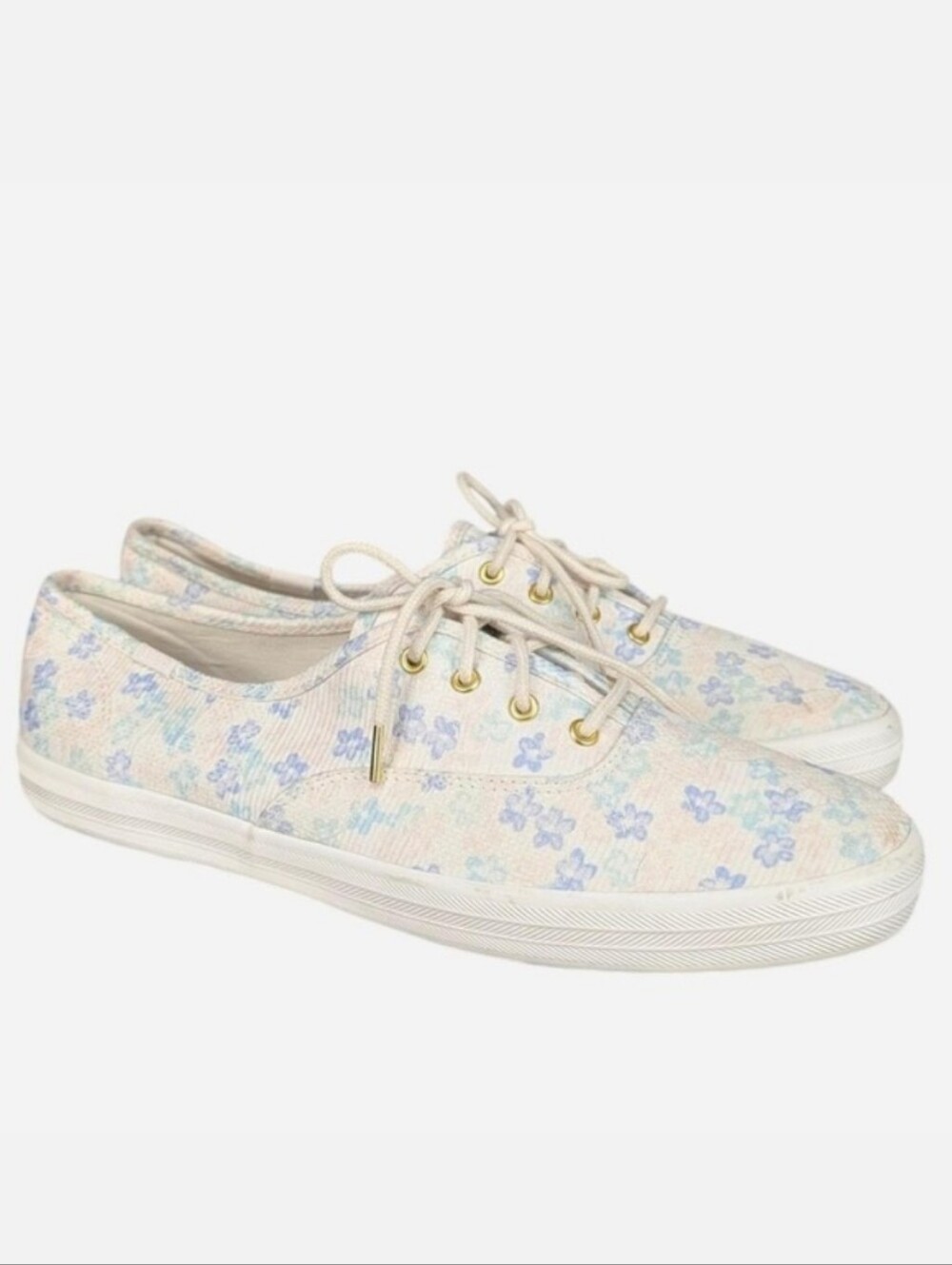 Keds Champion Floral Lace Up Sneakers Pastel Canvas Low Top Size 10